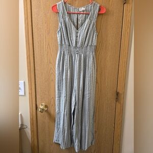 JAPNA Striped Sage and White Jumpsuit sz M